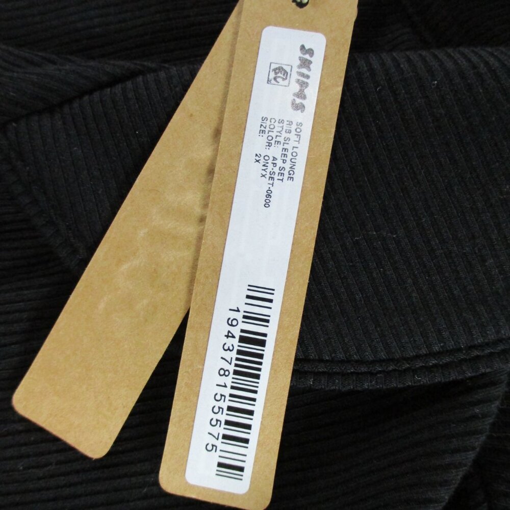 SKIMS Soft Lounge Rib Sleep Top Women 2X Onyx Black Button Up Stretch Loungewear - Picture 5 of 9